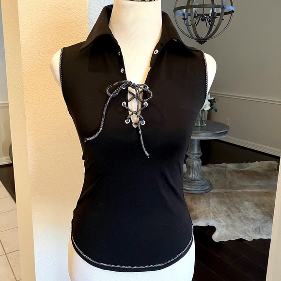 Vintage RAYURE Paris Black Top - Picture 2 of 14